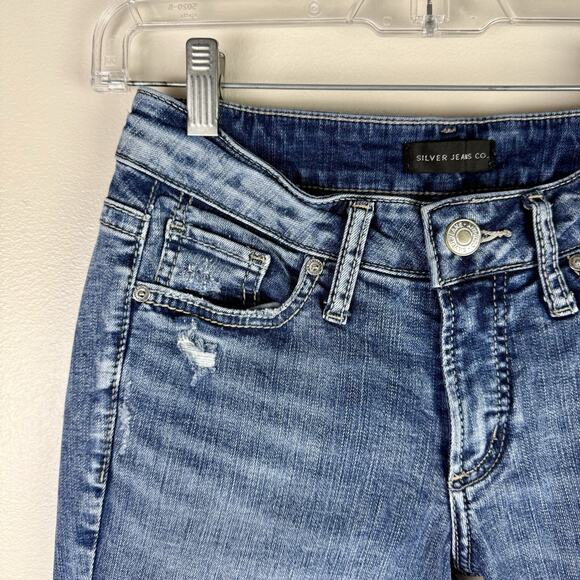 Silver Jean Company Suki Slim Boot Western Size 26x31 Distressed Denim - Picture 3 of 8